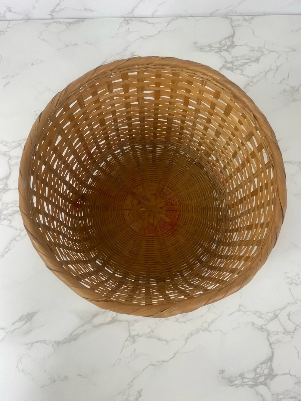 Vintage Boho woven bamboos planter/ basket with feet